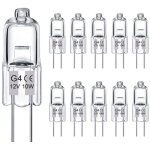 Lot de 10 ampoules halog�nes transparentes g4, 12v 10w, culot � deux broches, pour lustres et �clairage ...