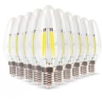 Lot de 10 ampoules led e14 flamme filament 4w eq 40w blanc chaud 2700k