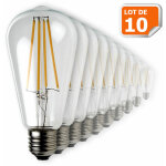 Lot de 10 ampoules led filament st64 style edison teardrop 7 watt (eq. 52 watt) culot e27