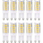 Lot de 10 ampoules led g9, blanc chaud 3000 k 5 w �quivalent � des ampoules halog�nes 40 w 420 lumens ...
