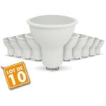 Lot de 10 ampoules led gu10 7w eq. 75w 4000k blanc naturel