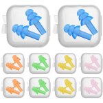 Lot de 10 bouchons d'oreilles r�utilisables en silicone, �tanches, antibruit, pour dormir, natation, ...