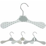 Lot de 10 cintres en bois 28 cm pour b�b�, enfant avec crochet pivotant - cintre blanc � pois gris - ...