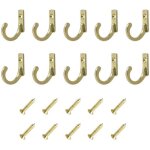 Lot de 10 crochets muraux vintage jaunes avec vis - petits crochets � vis pour bols, bijoux, sacs, serviettes, ...