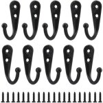 Lot de 10 crochets simples noirs, crochets muraux, pat�res noires, avec vis de fixation