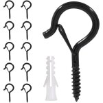 Lot de 10 crochets � vis, piton � visser noir, crochets � visser en acier inoxydable, avec boucle de ...