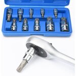 Lot de 10 douilles � cannelure m4 ? m18 torx ? ensemble de douilles carr�es triple avec �tui de rangement ...