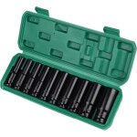 Lot de 10 douilles � chocs 1 / 2, douilles longues 1 / 2 10, 12, 13, 14, 15, 16, 17, 19, 22, 24 mm, douilles ...