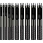 Lot de 10 emporte - pi�ces ronds en acier pour le travail du cuir, trous de 1 � 10 mm pour ceintures, ...