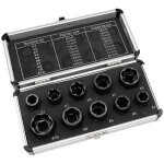 Lot de 10 extracteurs d'�crous � choc pour enlever les boulons, �crous et vis endommag�s, rouill�s, arrondis ...