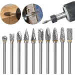 Lot de 10 fraises rotatives en carbure de tungstne  double tranchant, tige de 1 / 8 pouce pour bricolage, ...
