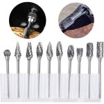 Lot de 10 fraises rotatives en carbure de tungstne avec tte de meulage pour outils rotatifs dremel, forage ...