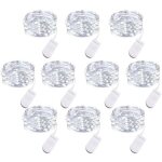 Lot de 10 guirlandes lumineuses led � piles, 1m fil de cuivre 10 ampoules led pour chambre maison f�te ...
