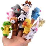 Lot de 10 petites figurines d'animaux, marionnettes � main, peluches, accessoires de jeu pour anniversaires, ...