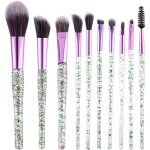 Lot de 10 pinceaux de maquillage en cristal � paillettes pour fond de teint bling bling - pinceau � poudre ...