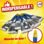 Lot de 10 pinceaux � peinture avec manche en bois