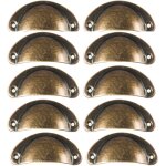 Lot de 10 poignes de tiroir vintage poignes de meubles coquilles boutons de porte metal bronze