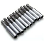 Lot de 10 porte - embouts magn�tiques pour tournevis � percussion 60 mm hexagonal 6, 35 mm pour perceuse ...