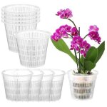 Lot de 10 pots transparents pour orchid�es de 14 cm avec trous, en plastique durable, id�al pour le drainage ...