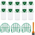 Lot de 10 sacs d'aspirateur pour vorwerk kobold vb100 vb 100 fp100 fp 100, avec 3 filtres moteur 1 brosse ...