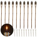 Lot de 10 torches de jardin en bambou marron Lot de 10 torches de jardin en bambou marron