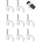 Lot de 100 clips de fixation pour cbles ethernet ronds, 8 mm, fixation murale, cbles tv, haut - parleurs, ...