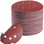 Lot de 100 disques pon�age papier abrasifs 125 mm 8 trous circulaire sabl� grain p60 / 80 / 100 / 120 ...