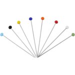 Lot de 100 �pingles droites � t�te ronde en verre color�, longueur 38 mm, pour couture, quilting, cartes, ...