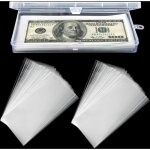 Lot de 100 pochettes transparentes en plastique pour billets, billets, marque - pages, timbres, factures, ...