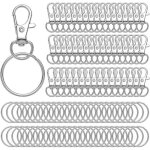 Lot de 100 porte - cl�s (50 mousquetons et 50 anneaux porte - cl�s), en acier inoxydable, pour le bricolage, ...