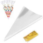 Lot de 100 sachets � bonbons transparents - 25 x 13 cm - avec 100 attaches - en cellophane transparent ...