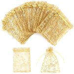 Lot de 100 sachets en organza, 10x15cm sachet organza pochette cadeau, sacs  cordon pour bijoux, imprims ...