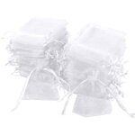 Lot de 100 sachets en organza blanc, 7 x 9 cm, pochette cadeau en organza, pochette � bijoux, sachets ...
