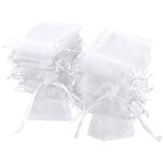 Lot de 100 sachets en organza blanc, 7 x 9 cm, pochette cadeau en organza, pochette  bijoux, sachets ...