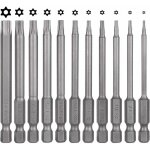 Lot de 11 embout pour visseuse torx - 75 mm - en acier s2 - magn�tique - 6 pans - t6 t7 t8 t9 t10 t15 ...
