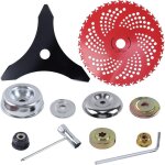 Lot de 11 lames de d�broussailleuse � dents m�talliques robustes avec kit adaptateur universel, accessoires ...
