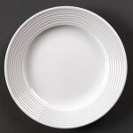 Lot de 12 assiettes rondes � bord large (�)150 mm, en porcelaine