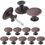 Lot de 12 boutons d'armoire vintage chic - poignes de placard de cuisine antiques - rond - 30 mm - bronze ...