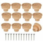 Lot de 12 boutons de commode en rotin de style bohme - faits  la main - inclus vis - convient pour ...