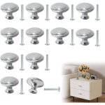 Lot de 12 boutons de tiroir ronds en acier inoxydable pour armoires, cuisine, meubles