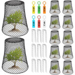Lot de 12 cages de protection pour plantes ? grillage m�tallique 23x23x15cm, prot�ge fleurs et l�gumes, ...