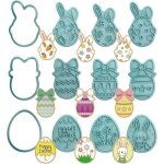 Lot de 12 emporte - pi�ces p�ques ? moules � biscuits ?ufs de p�ques avec tampon 3d, accessoires p�tisserie ...