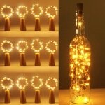 Lot de 12 guirlandes lumineuses pour bouteilles de vin, 2 m, 20 led, fil de cuivre, pour ftes, anniversaires, ...