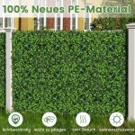 Lot de 12 haies artificielles mur v�g�tal 50, 5 x 50, 5 cm feuilles m�lang�es prot�g�es uv