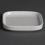 Lot de 12 mini plats carr�s (h)15 x (l)90 x (p)90 mm, en porcelaine blanche