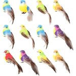 Lot de 12 oiseaux decoratifs , oiseaux artificiels , oiseaux artificiels multicolores sur pinces, oiseaux ...