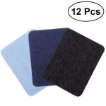 Lot de 12 patchs thermocollants pour pulls, chemises, coudes, genoux, jeans, denim (noir + bleu fonc ...