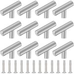 Lot de 12 poigne meuble cuisine, 50mm poigne de meuble inox en forme de t, barre de tiroir, placards, ...