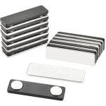 Lot de 12 porte - badges magn�tiques autocollants, porte - badges m�talliques avec aimant � 2 points ...