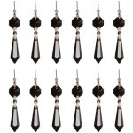 Lot de 12 prismes octogonaux en cristal transparent pour lustre, dcoration de lampe - noir